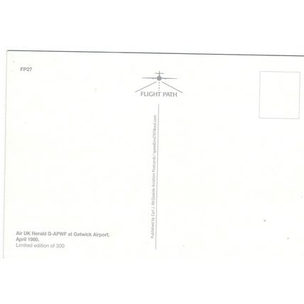HERALD AIRCRAFT AIR UK AT GATWICK AIRPORT CARD NO FP 27