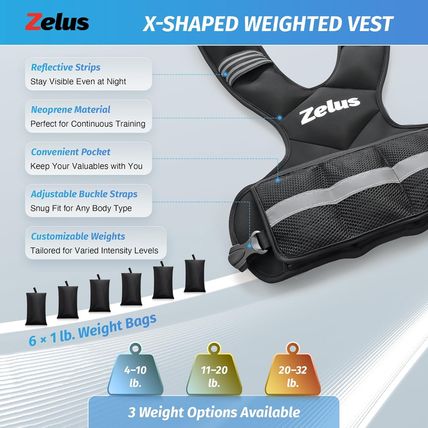 ZELUS Weighted Vest for Men and Women | 4-10Lb/11-20Lb/20-32Lb Vest with 6 Irons