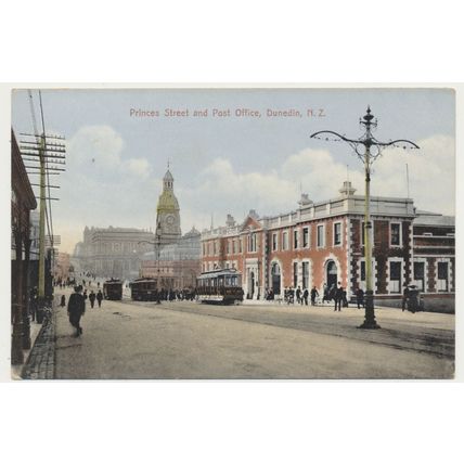 DUNEDIN Princes Street and Post Office early 20th C. RPPC scenic series 105745