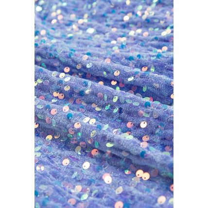 Lilac Sequin Patchwork High Low Hem Henley Sweatshirt