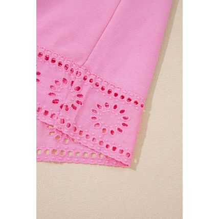 Bonbon Embroidered Flower Patchwork Snap Buttons Pullover Sweatshirt