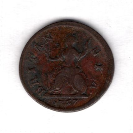 Great Britain. George II. Farthing 1737. dy15061