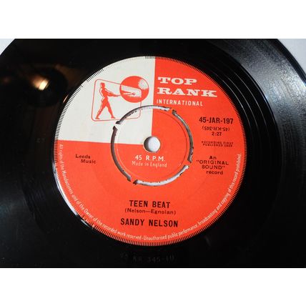 7" 1959. SANDY NELSON .TEEN BEAT ,TOP RANK JAR -197.BIG JUMP.EXCELLENT