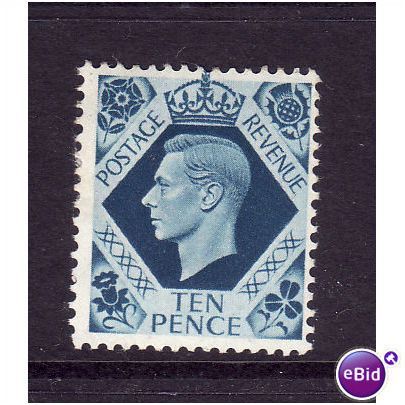 GREAT BRITAIN 1937 GEORGE VI SG 474 10d TURQUISE BLUE M MINT