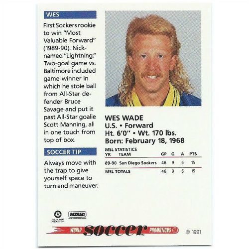 1991 Soccer Shots MSL - #014 - Wes Wade