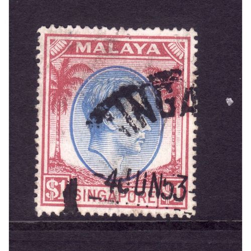 SINGAPORE 1949 SG 28 $1 BLUE AND PURPLE FINE USED