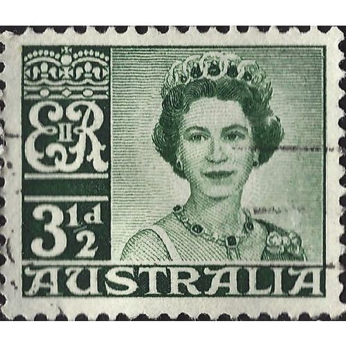 AUSTRALIA, Queen Elizabeth II, green 1959, 3½d, #4