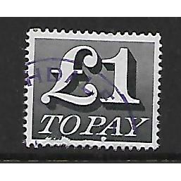 GREAT BRITAIN 1970 POSTAGE DUE SG D88 £1 BLACK FINE USED
