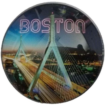 Boston Massachusetts Round Glass Fridge Magnet