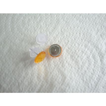 Handmade, 12mm Yellow/Gold Faceted Acrylic Cabochon, Stud Earrings