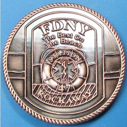FDNY Rockaway Beach, NY. Challenge Coin. 2"". 45b.