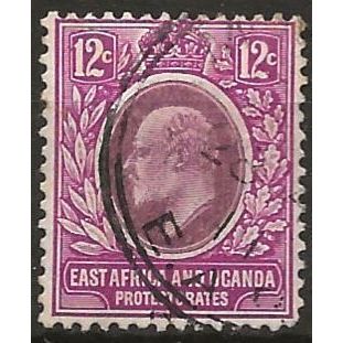 E Africa & Uganda 1907 SG38 12c Dull & Bright Purple Fine Used . .