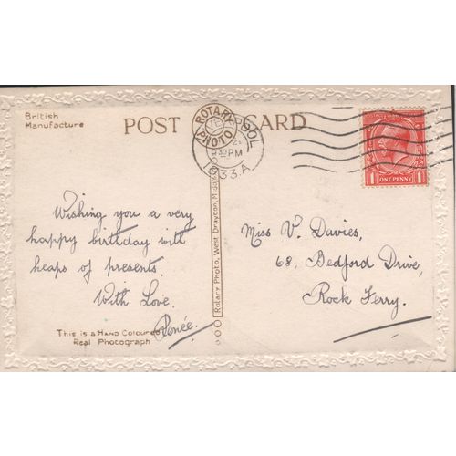 Vintage Rotary Photo PC 1933 - On Your Birthday With Love