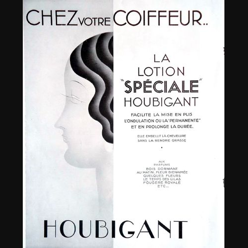 HOUBIGANT lotion Antique Print Advertisement Art Deco Ad Salon Shop Home Decor