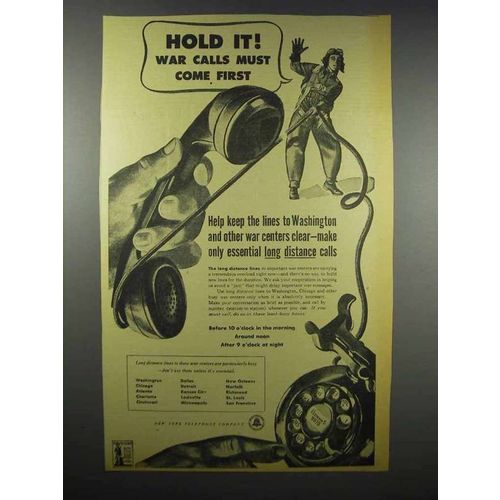 1942 Bell New York Telephone Ad - War Calls First