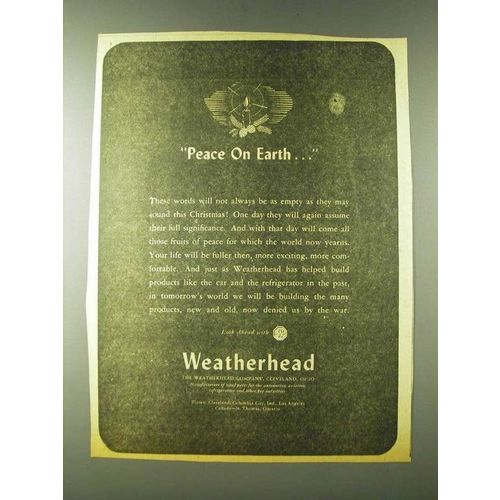 1943 Weatherhead Company Ad - Peace on Earth