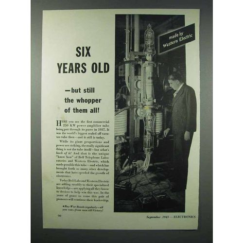 1943 Western Electric Power Amplifier Ad - Six Years