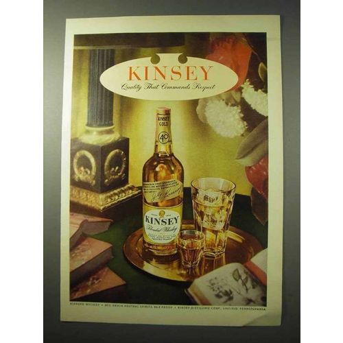 1950 Kinsey Blended Whiskey Ad - Commands Respect