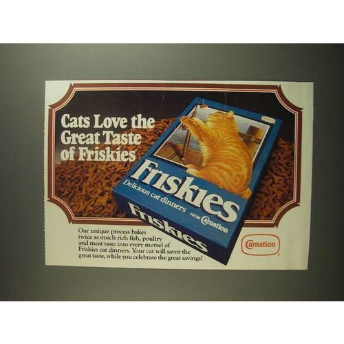 1984 Carnation Friskies Cat Food Ad - Cats Love