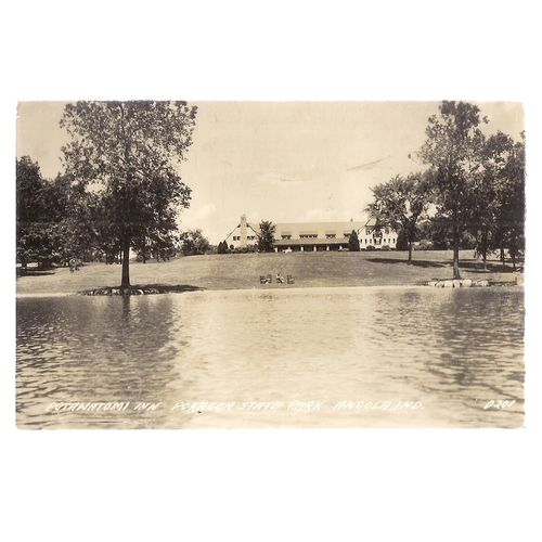 POTAWATOMI INN POKAGON STATE PARK, ANGOLA, INDIANA USA unused vintage postcard /