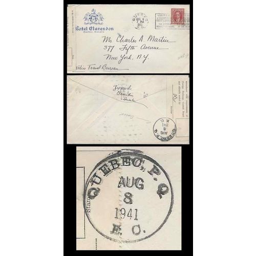 Canada Mufti Quebec Hotel Illustrated CENSORED with Quebec Censor Marking RARE