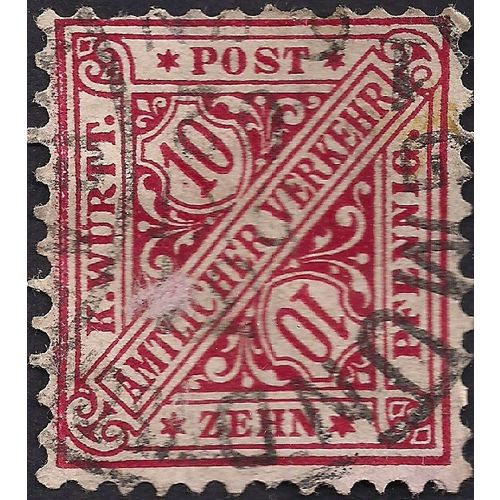 GERMANY, WURTTEMBERG, Dienstmarke, Wurttemberg, red 1906, 10Pfennig, #2