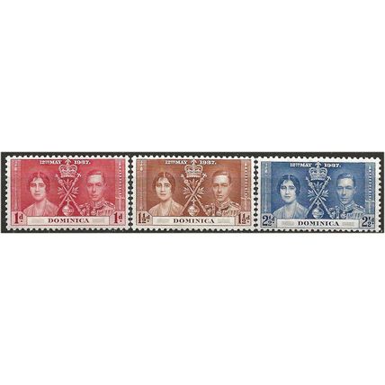 Dominica 1937 Coronation Set SG96-98 Mounted Mint . .. .