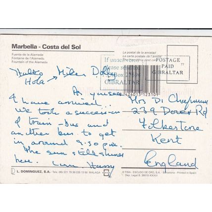 Marbella Fuente Alameda Spain Postcard used VGC