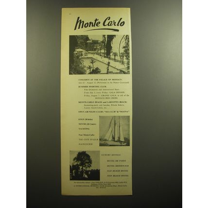 1964 Monte Carlo Tourism Advertisement