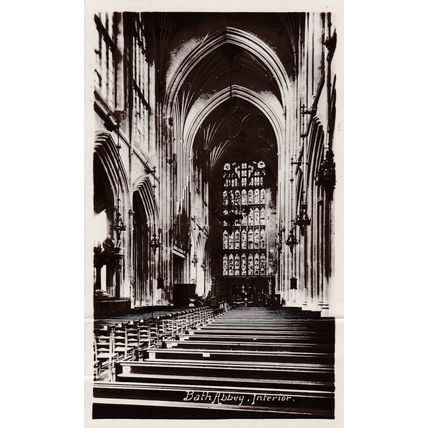 Bath Abbey Interior Postcard 1913 used crease