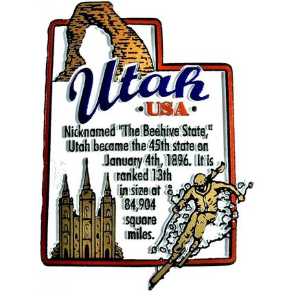 Utah the Beehive State Outline Montage Fridge Magnet