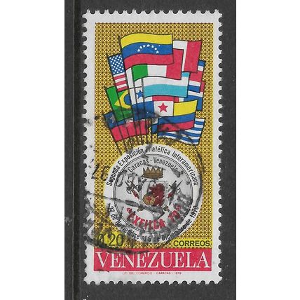 VENEZUELA 1970 PHILATELIC EXHIBITION 20c NATIONAL FLAGS SG 2167 FINE USED