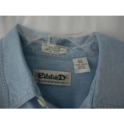 Eddie D Boardsports Men's Shirt XL-Tall Blue Casual Button Front NWT