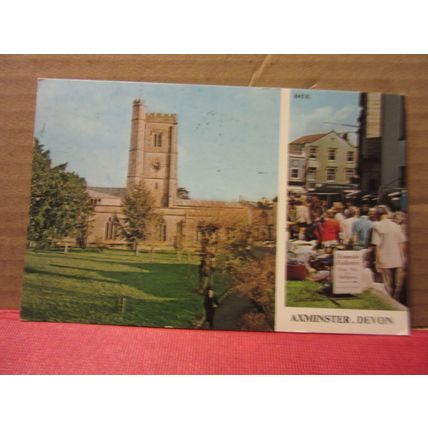 multiview, AXMINSTER, EAST DEVON used postcard by Harvey Barton 1977 pm =