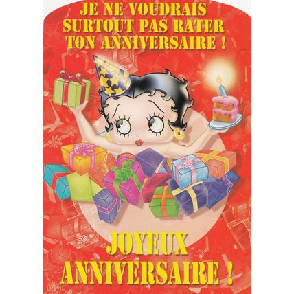 Betty Boo Eating Happy Birthday Greetings Cake French Postcard