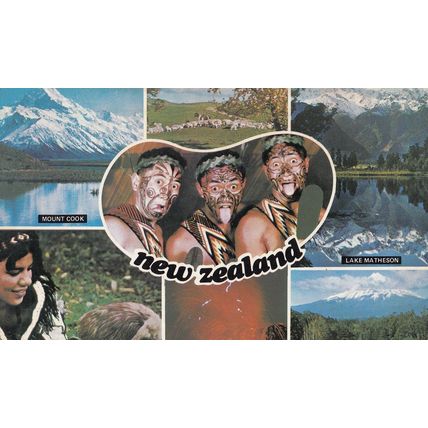 New Zealand Maori Tribe Warriors Volcano Erupting Postcard