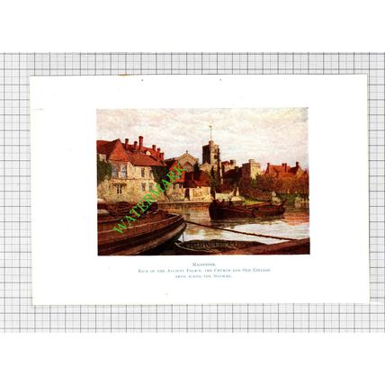 Maidstone Church College Kent - c.1916 Small Antique Print
