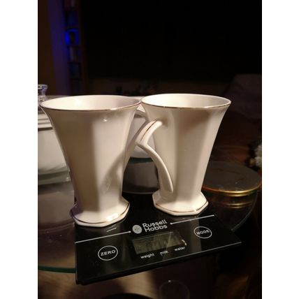 3 x White Gold Detail Latte Mugs
