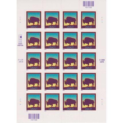 American Bison of Twenty 21 Cent Postage Stamps Scott 3468