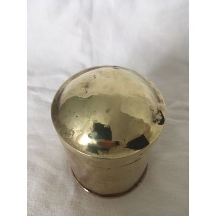 Vintage Solid Brass Lidded Canister Or Caddy Storage Jar Ammunition Appearance