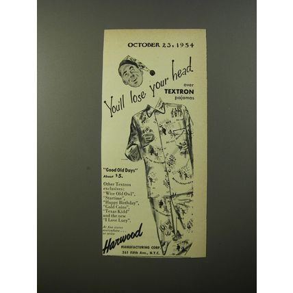 1954 Harwood Manufacturing Textron Good Old Days Pajamas Advertisement