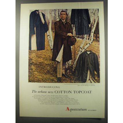 1956 Aquascutum Topcoat Ad - Introducing the urbane new cotton topcoat