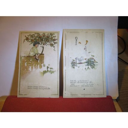 4 x Victorian nursery rhyme illustration by Kate Greenaway, small book pages #