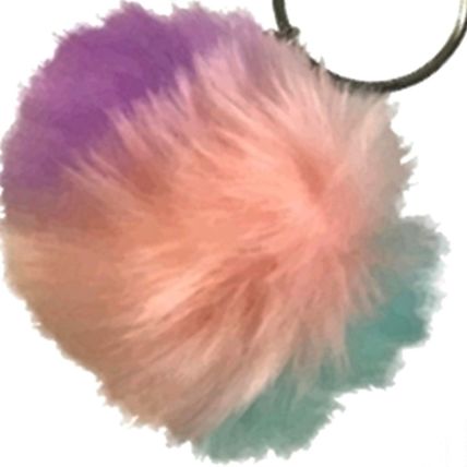GoGoPo Pastel Colour Large Fluffy Fur Keyring Key Ring Bag Charm Charms K44