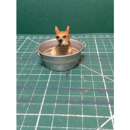 Dog in a Tin Bath (2) 1:12th Dolls House Miniature