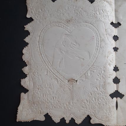 Antique Valentine Card Medium Embossed Die Cut Victorian Era Vintage Whitney USA