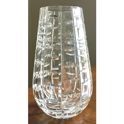 WATERFORD Crystal Cut Glass TRALEE, LADDER TEARDROP 7" Vase - Vintage