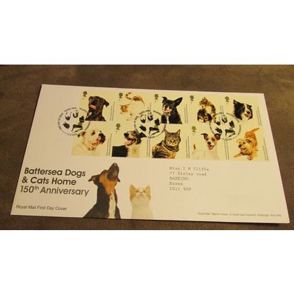 2010 GB FDC Cover - Battersea Dogs & Cats home - Pets