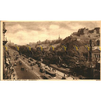 Castle & Princes Street, Edinburgh, Photochrom Postcard