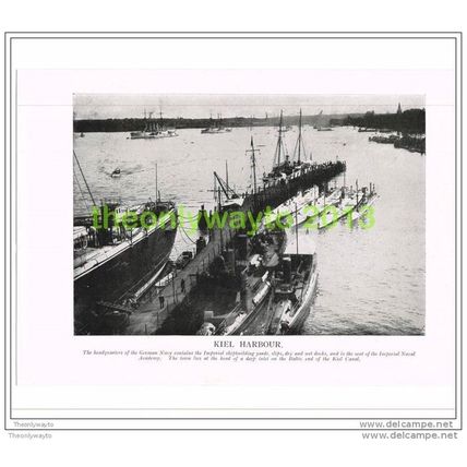 KIEL HARBOUR, GERMANY, BOOK ILLUSTRATION c1914
